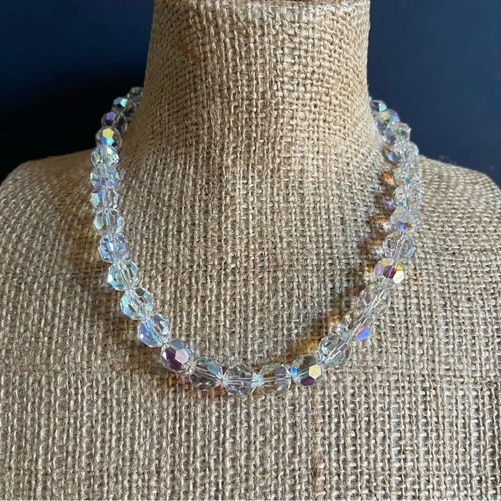 Vintage AB Crystal Beaded Necklace.